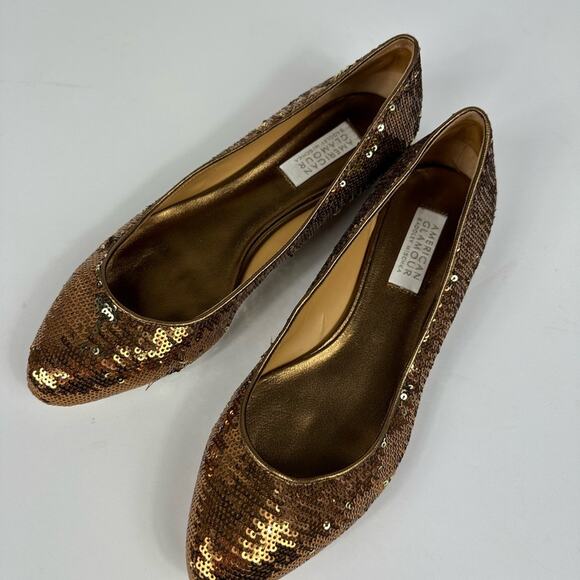 Badgley Mischka American Glamour Copper Sequined Flats - Picture 2 of 6